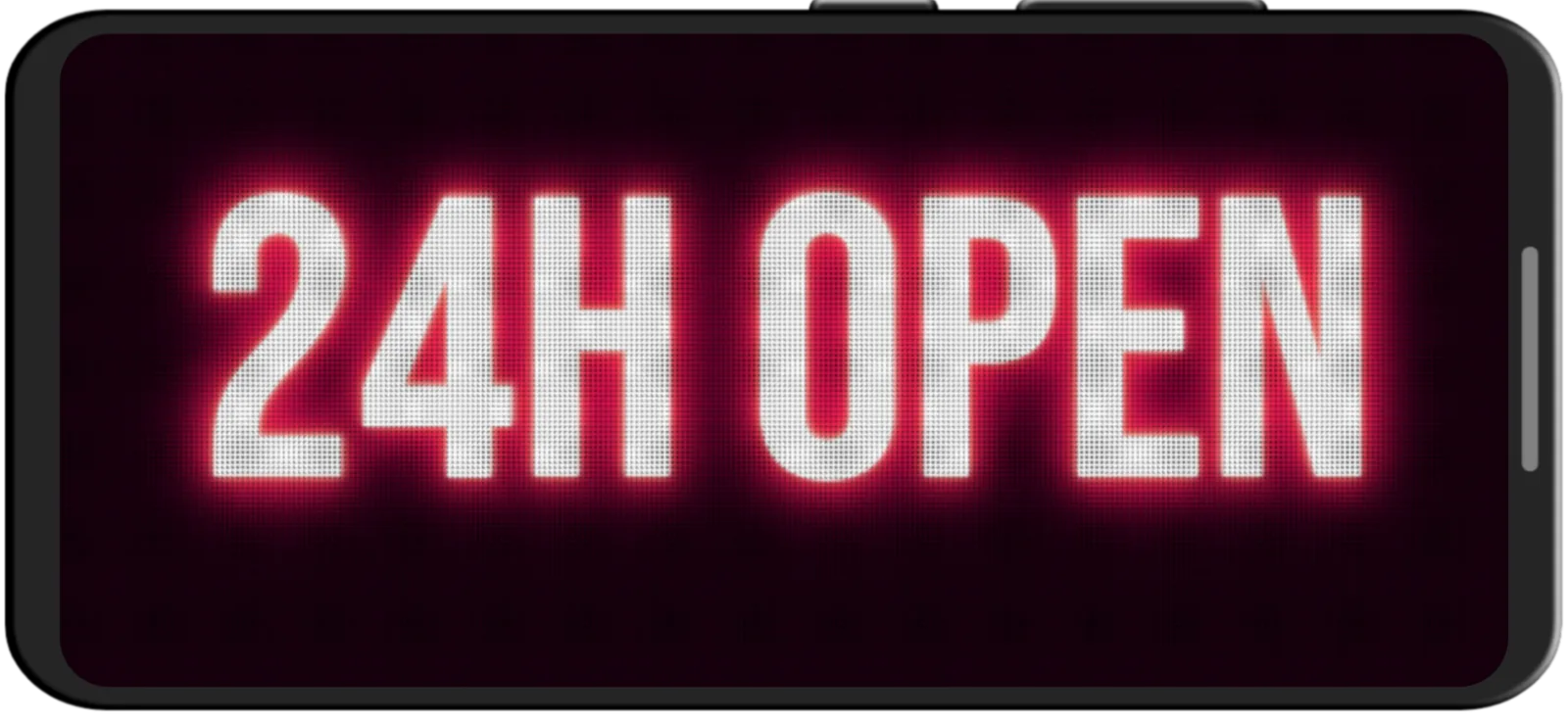 Smartphone showing a bright scrolling text message in fullscreen mode