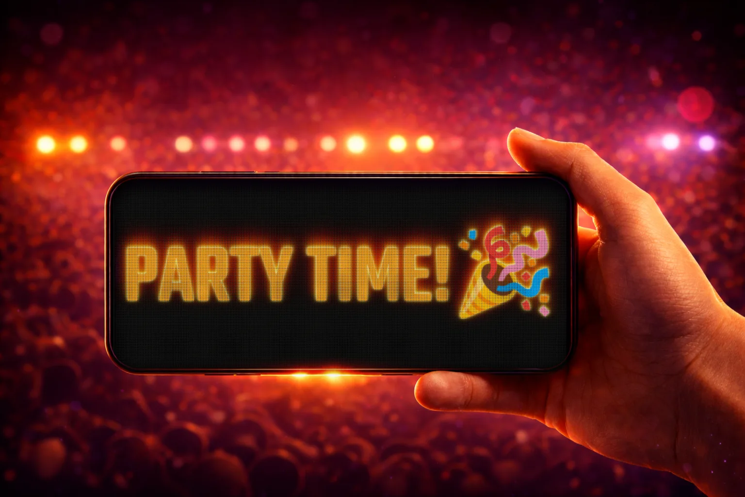 LED Scroll Display app showing a bright full-screen scrolling message on a phone